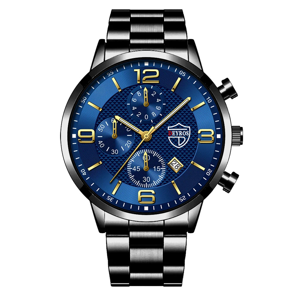 reloj hombre Luxury Business Men Watchs Stainless Steel Quartz Wrist Watch Male Leather Calendar Luminous male relogio masculino