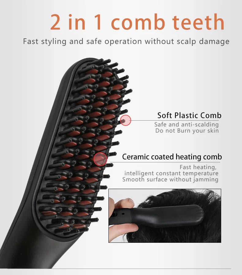 Beard Straightener for Men,Premium Heated Beard Brush w/Anti-Scald Feature,Beard Straightening Comb,Unique Fathers Day Birthday Valentines Gifts for Men Him Dad Boyfriend Christmas Stocking Stuffers