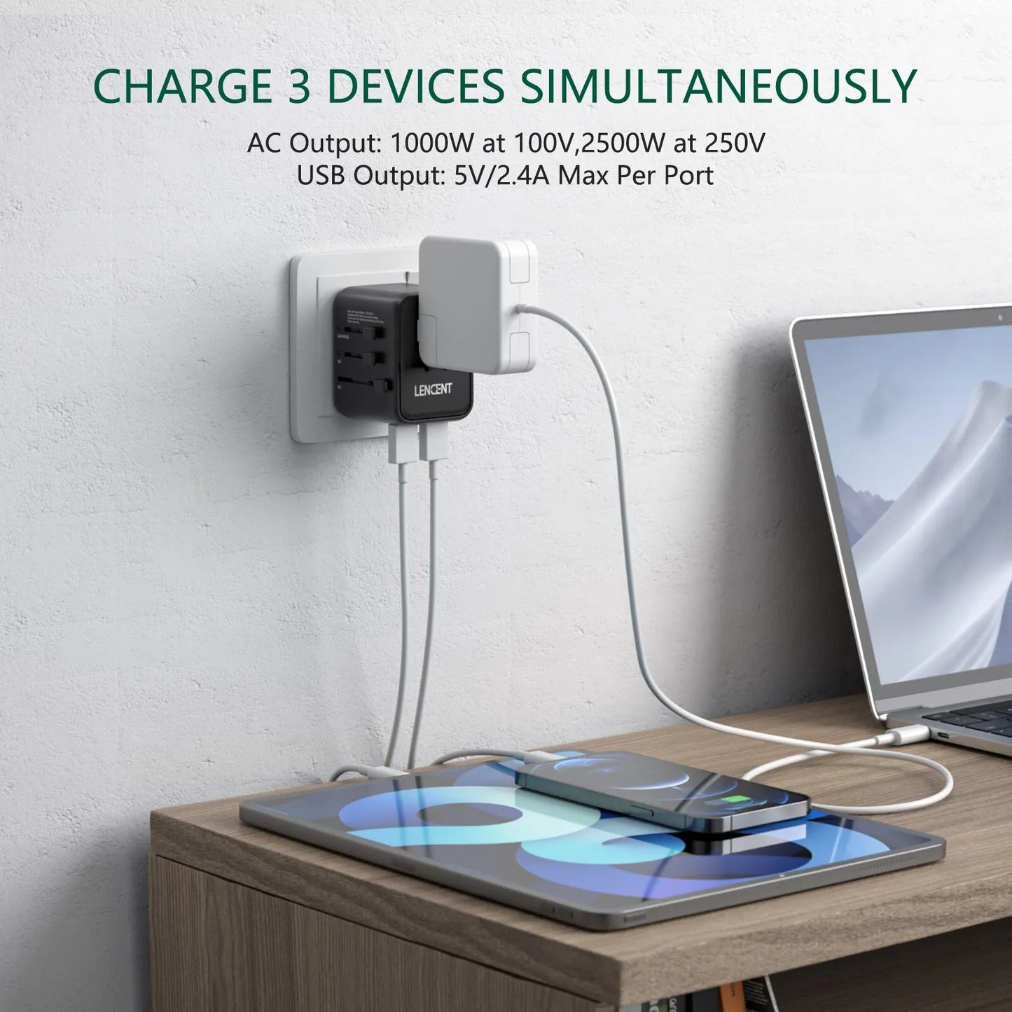 Universal Travel Adapter with USB Fast Charging