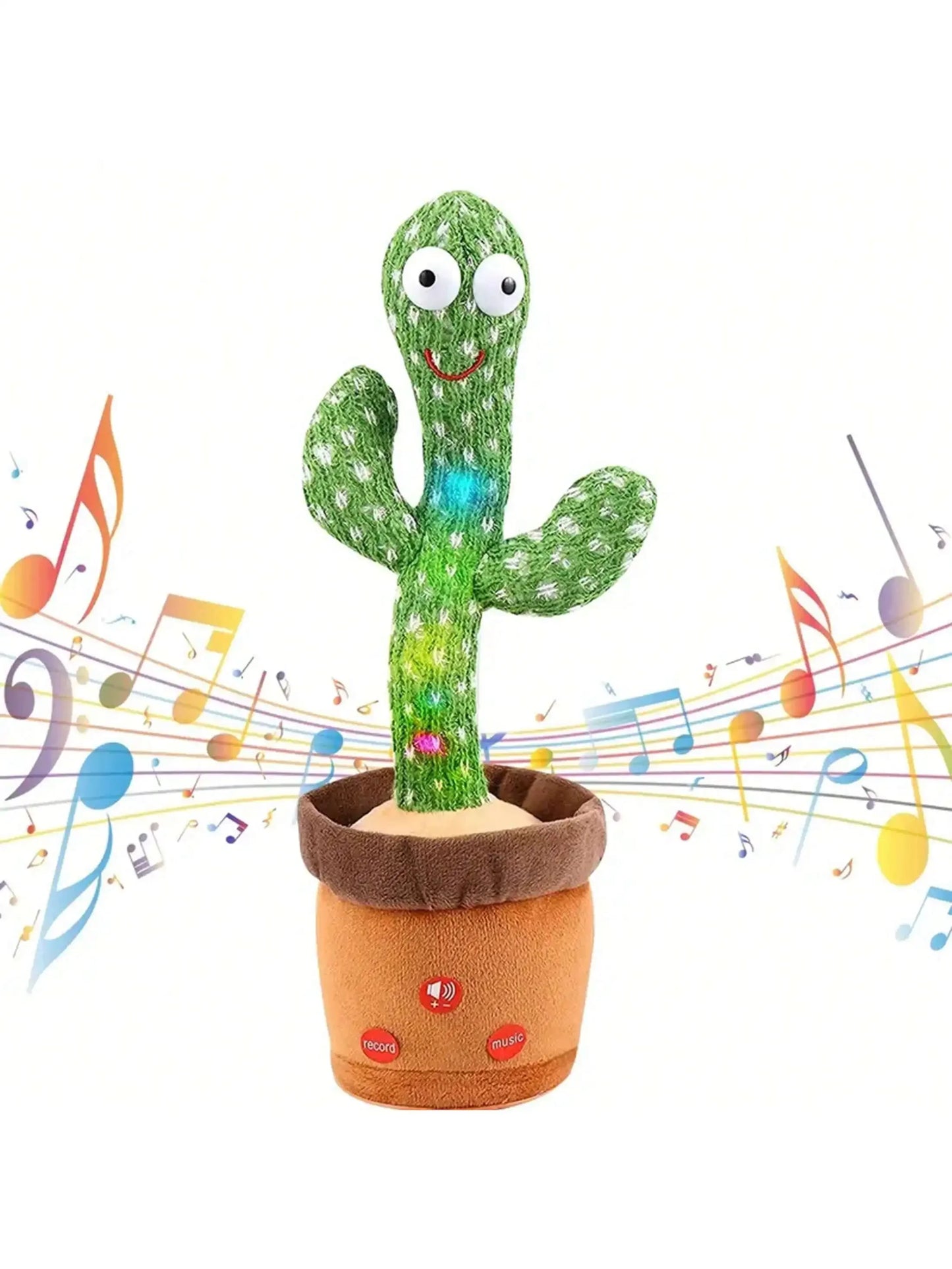 Magic Dancing Cactus Toy with Voice Repeat & LED Lights | Singing Talking Interactive Plush Toy for Kids