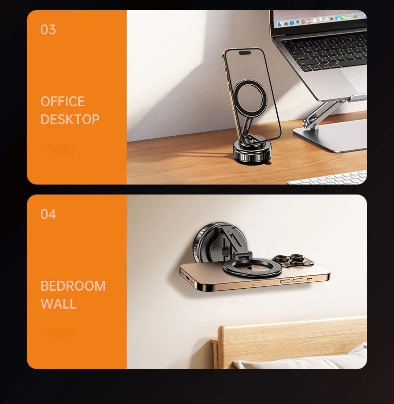 Car Mount Electric Vacuum Magnetic Holder Foldable Strong Suction Stand For Cell Phone For iphone 12 13 14 15 16 Live Streaming