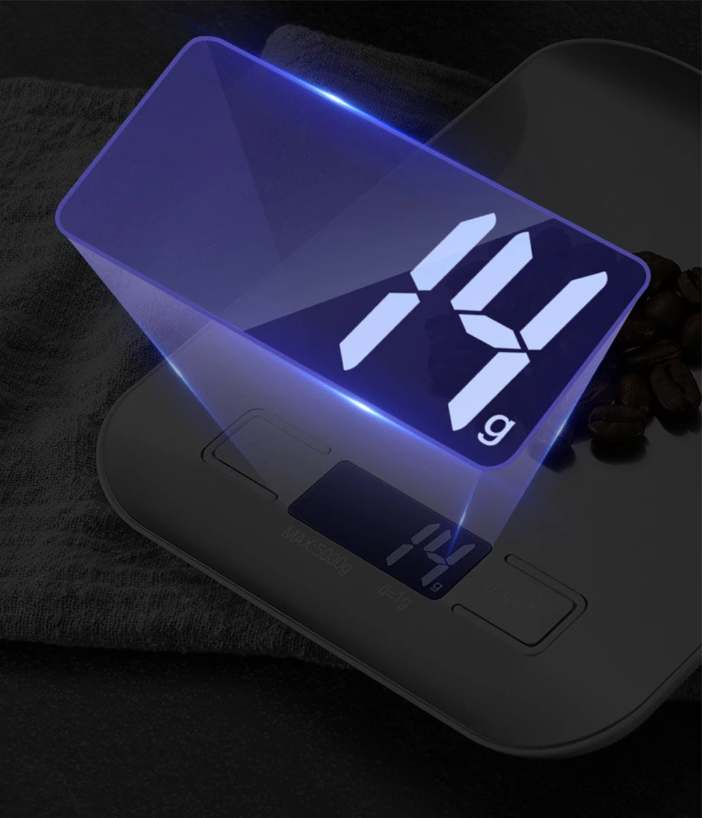 5kg Digital Kitchen Scale with LCD Backlit Display | Stainless Steel Food & Coffee Weighing Scale