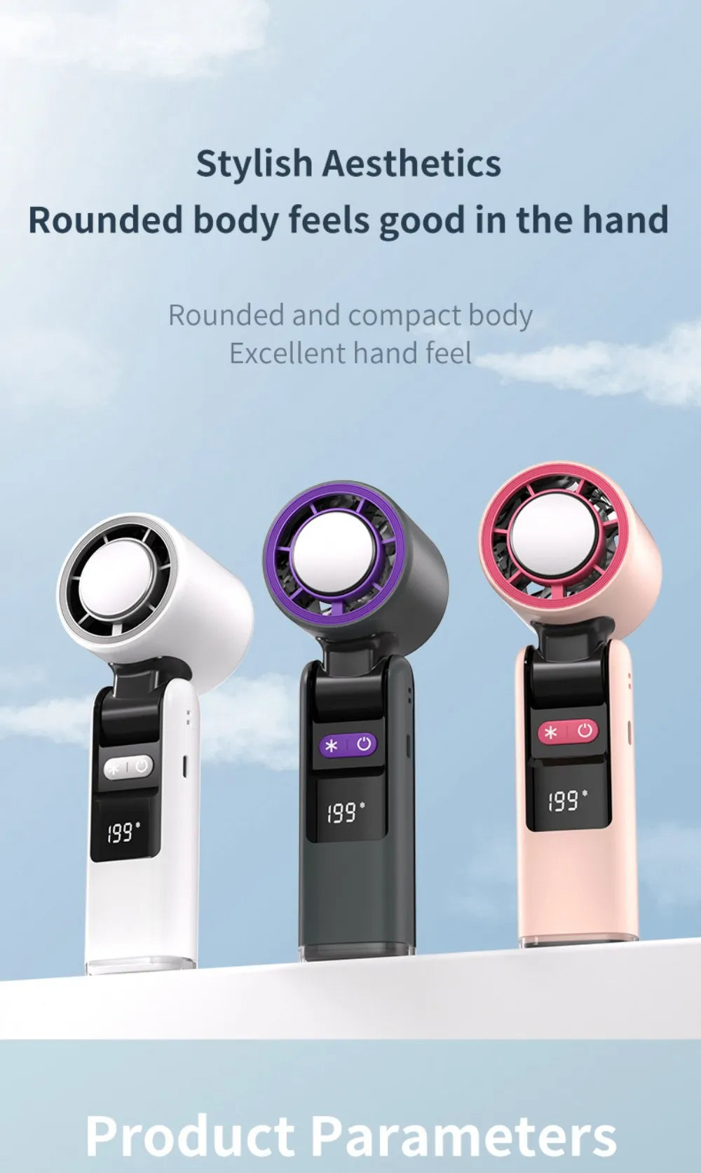 Mini Ice Compress Handheld Turbo Jet Fan 199 Wind Speeds Adjustable 4000mAh USB Rechargeable Portable Fan Outdoor Turbo Neck Fan