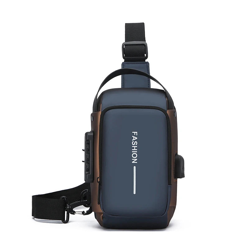 Men Crossbody Bag PU Leather Classic Anti-Theft Shoulder Bag Chest Bag Multifunctional For Men