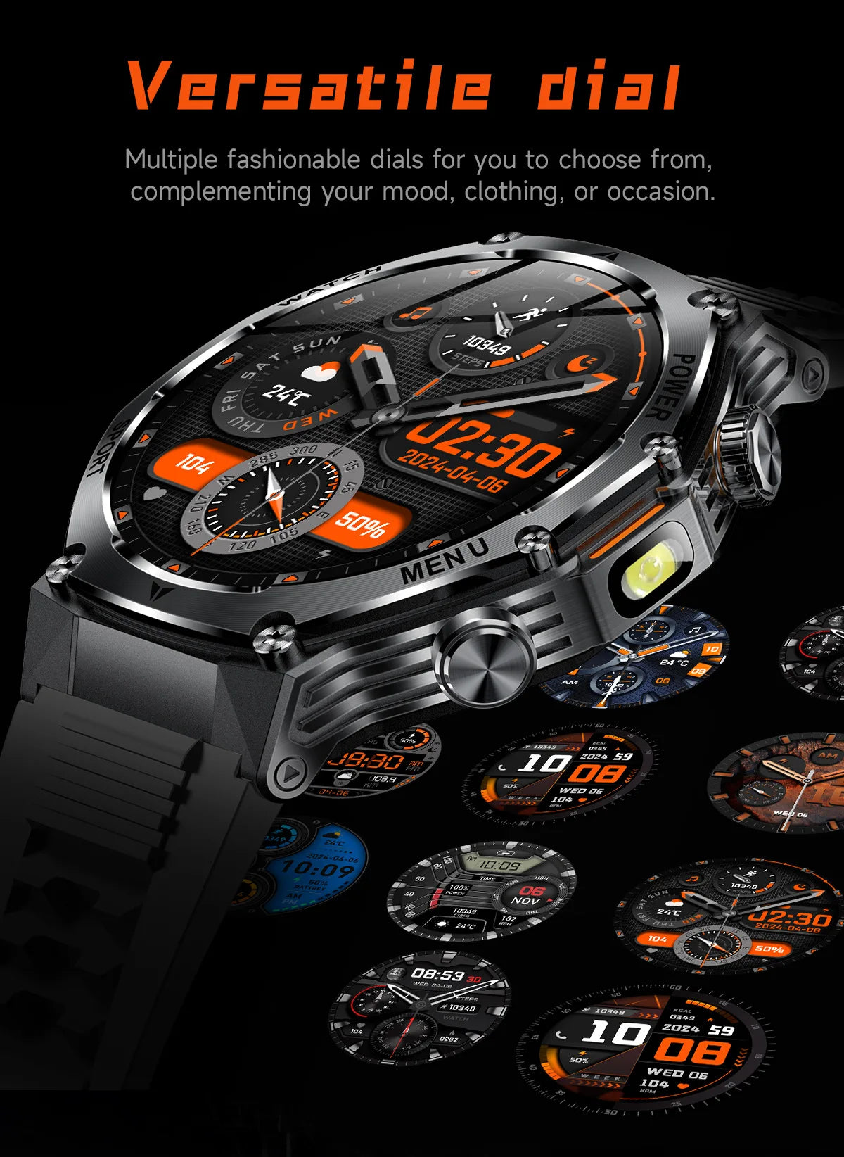 AK82 smart watch bluetooth call bluetooth call sports high definition waterproof heart rate flashlight multi-function