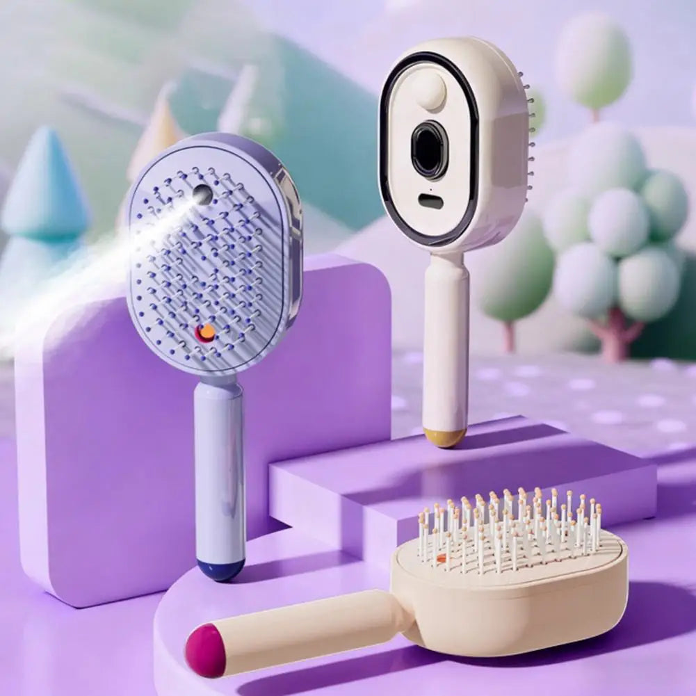2-in-1 Electric Spray Hair Brush with Water Mist | Anti-Static Steam Massage Comb for Smooth & Frizz-Free Hair