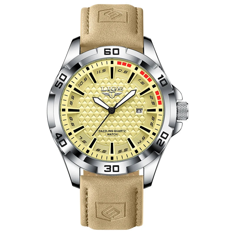 LIGE Men's Quartz Watch 2026 | Luxury Waterproof Business Sports Watch with Calendar for Men