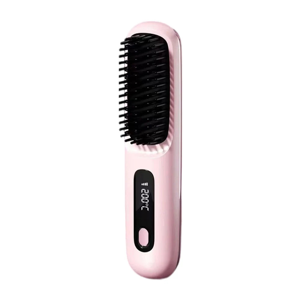 Cordless Hair Straightening Brush Straightener Rechargeable Hot Brush