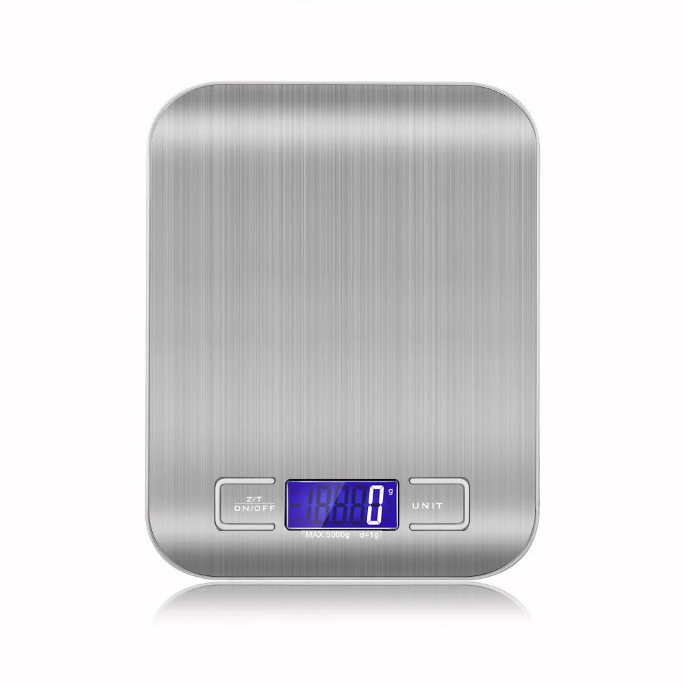 5kg Digital Kitchen Scale with LCD Backlit Display | Stainless Steel Food & Coffee Weighing Scale