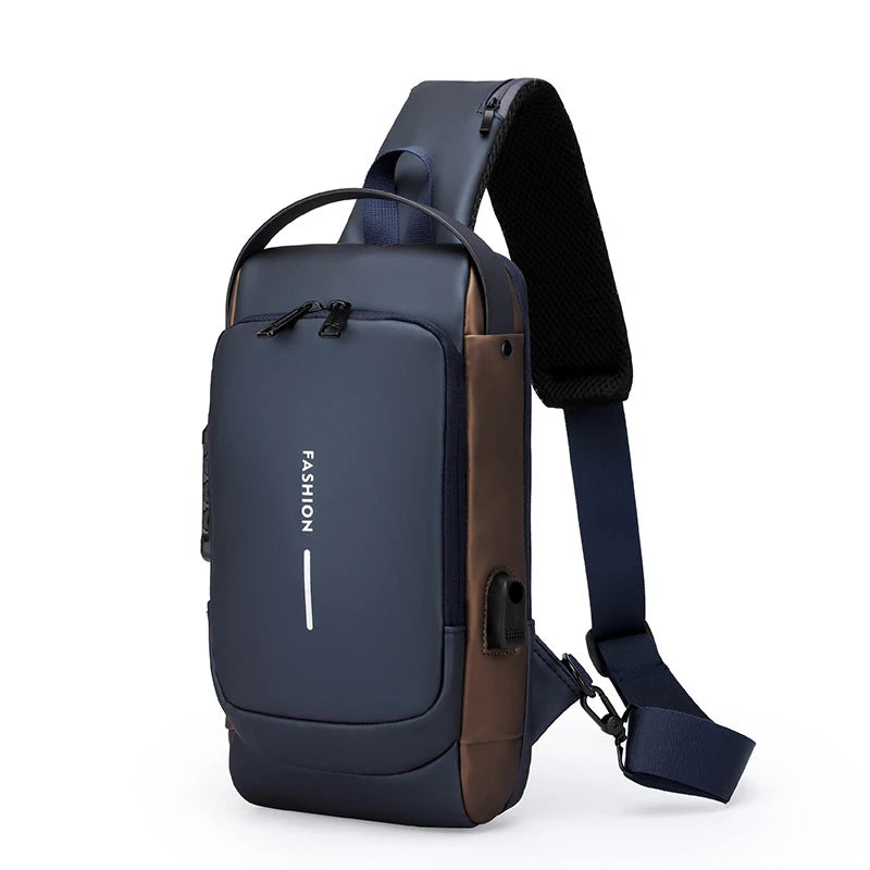 Men Crossbody Bag PU Leather Classic Anti-Theft Shoulder Bag Chest Bag Multifunctional For Men