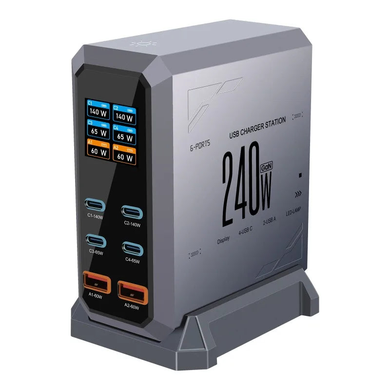 Multi Port USB Type-C Charger with Digital Display