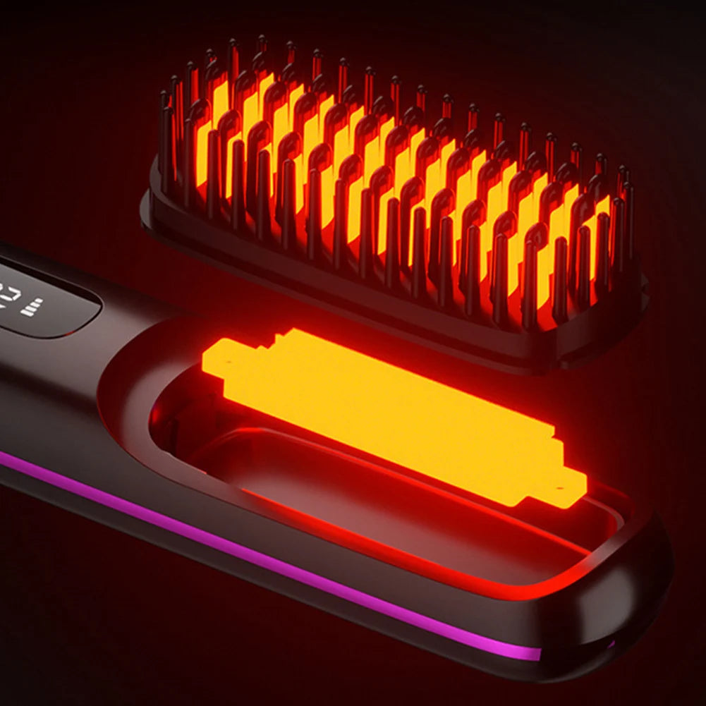 Cordless Hair Straightening Brush Straightener Rechargeable Hot Brush