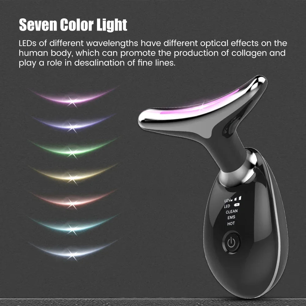 EMS Face & Neck Lift Beauty Device | LED Light Therapy Facial Massager for Skin Tightening & Anti-Wrinkle Care