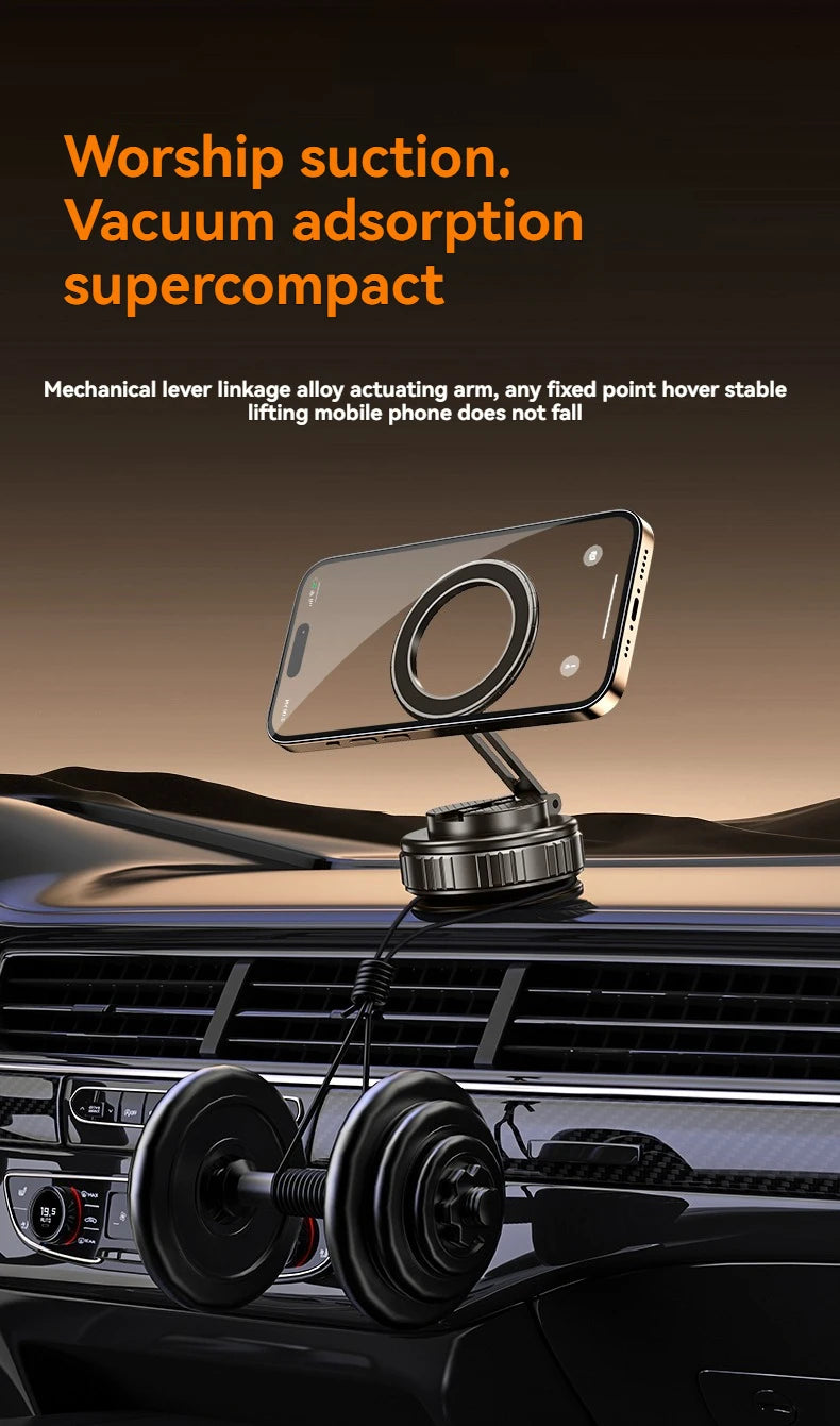 Car Mount Electric Vacuum Magnetic Holder Foldable Strong Suction Stand For Cell Phone For iphone 12 13 14 15 16 Live Streaming