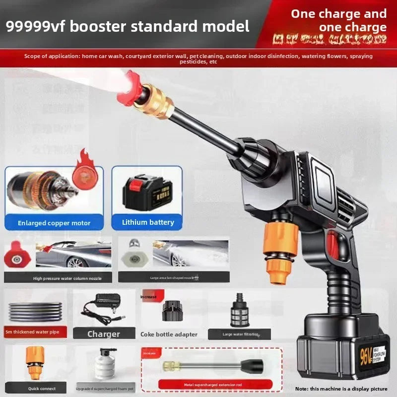 High Pressure Water Gun Wireless Car Washing Machine Lithium Battery Portable Charging Household Water Pump 220V 800W