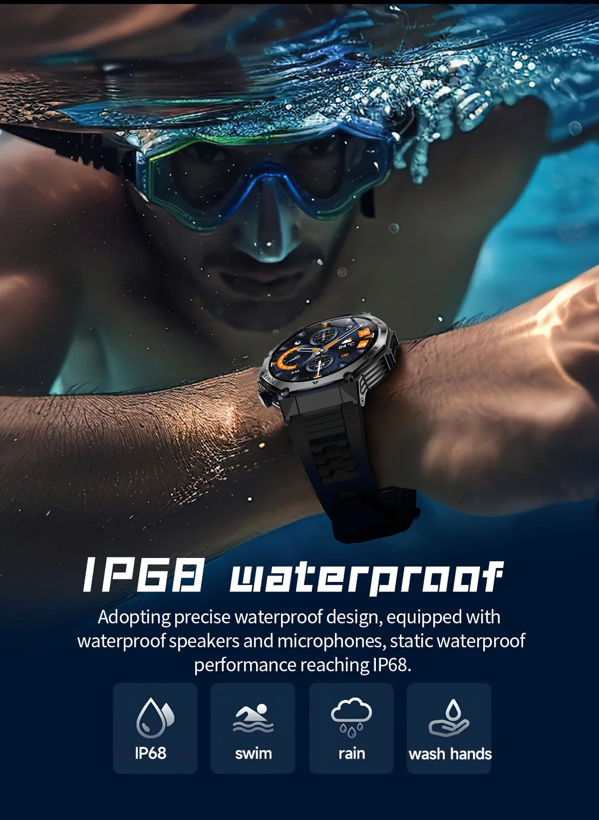 AK82 smart watch bluetooth call bluetooth call sports high definition waterproof heart rate flashlight multi-function