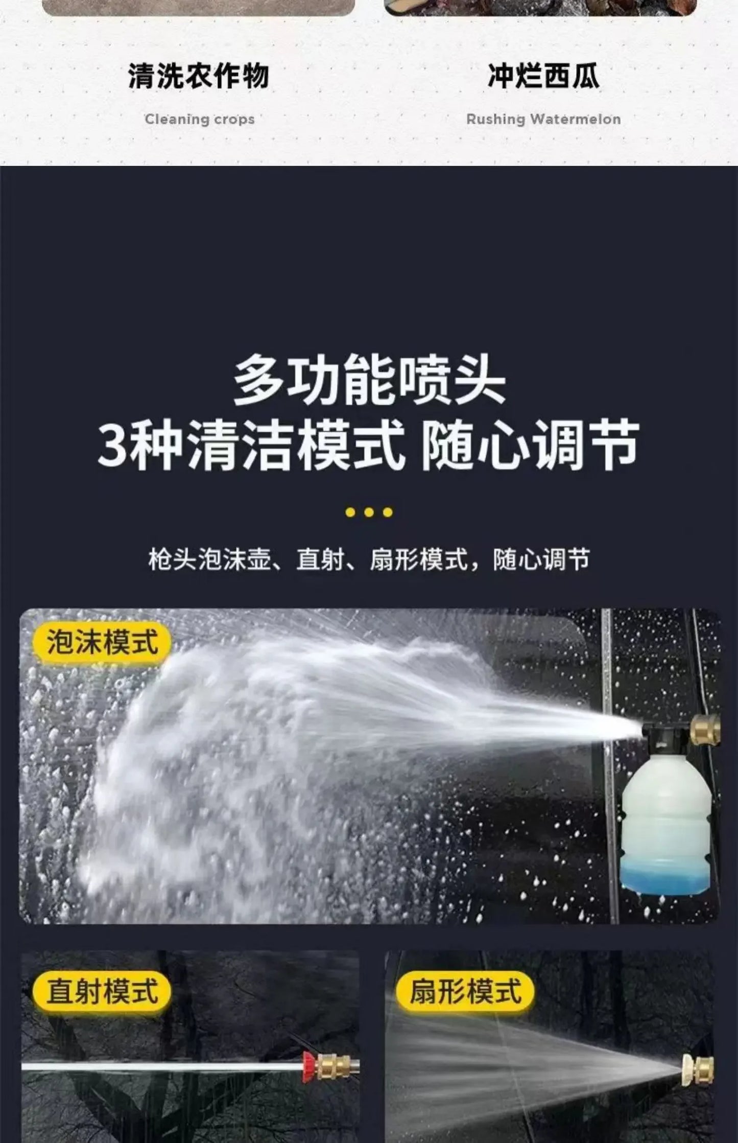 High Pressure Water Gun Wireless Car Washing Machine Lithium Battery Portable Charging Household Water Pump 220V 800W