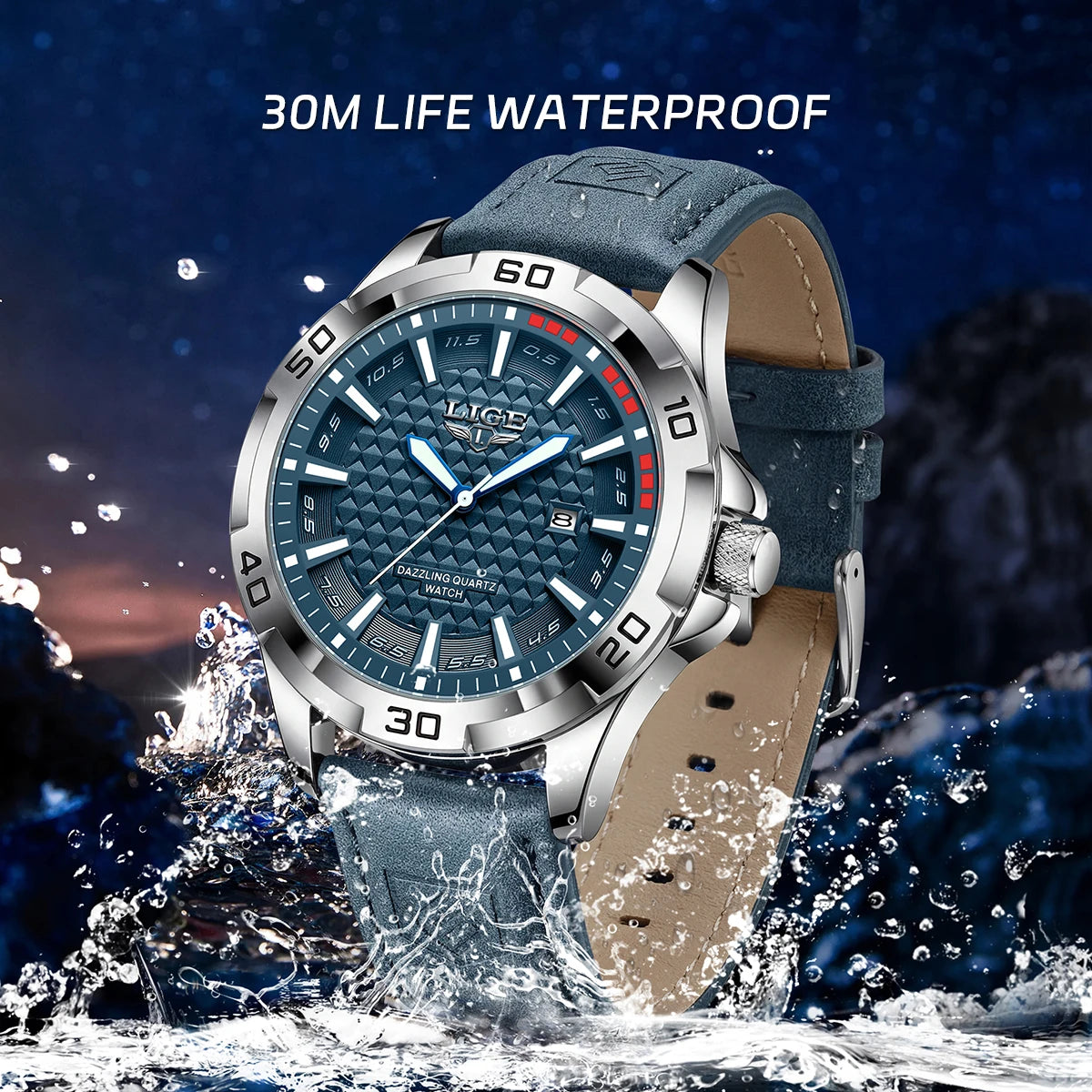 LIGE Men's Quartz Watch 2026 | Luxury Waterproof Business Sports Watch with Calendar for Men