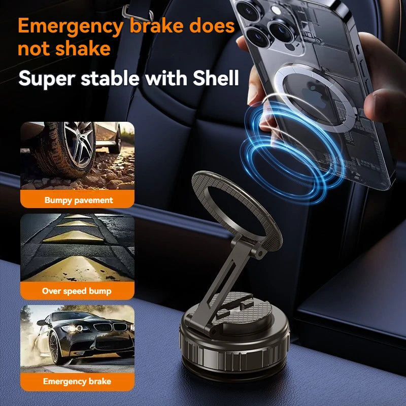 Car Mount Electric Vacuum Magnetic Holder Foldable Strong Suction Stand For Cell Phone For iphone 12 13 14 15 16 Live Streaming