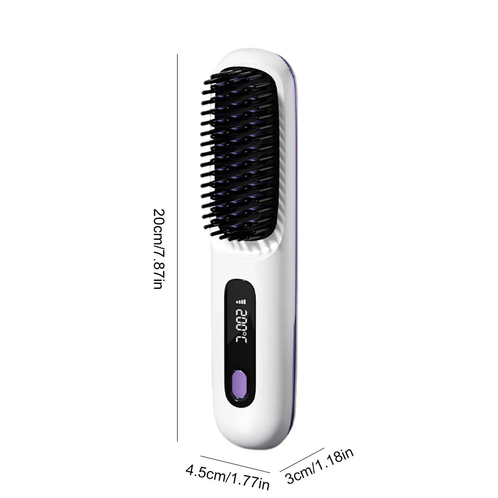 Cordless Hair Straightening Brush Straightener Rechargeable Hot Brush