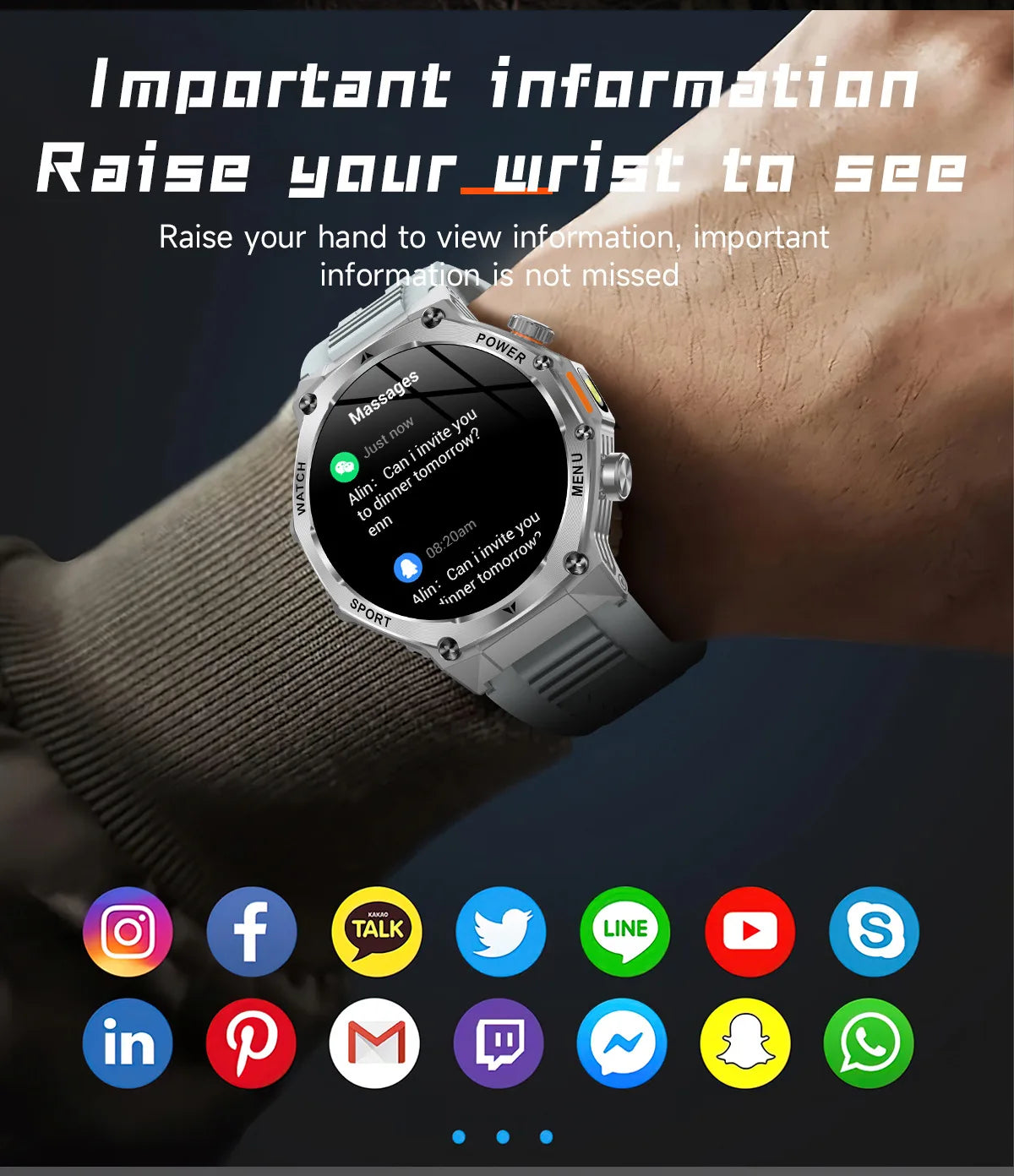 AK82 smart watch bluetooth call bluetooth call sports high definition waterproof heart rate flashlight multi-function