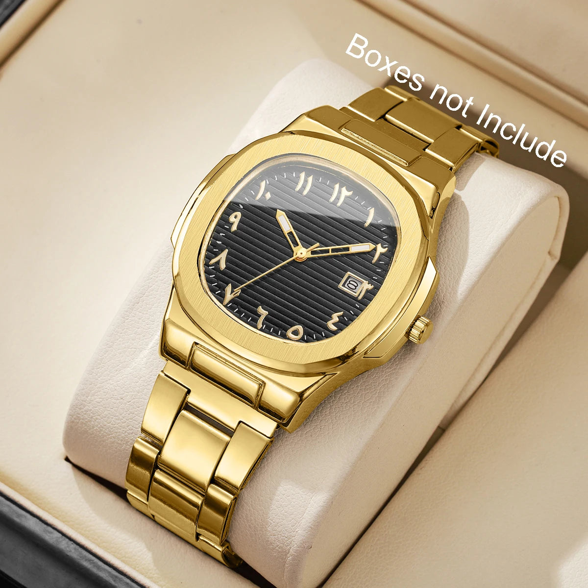 Luxury Men's Square Dial Quartz Watch | Stainless Steel Business Wristwatch with Calendar for Men