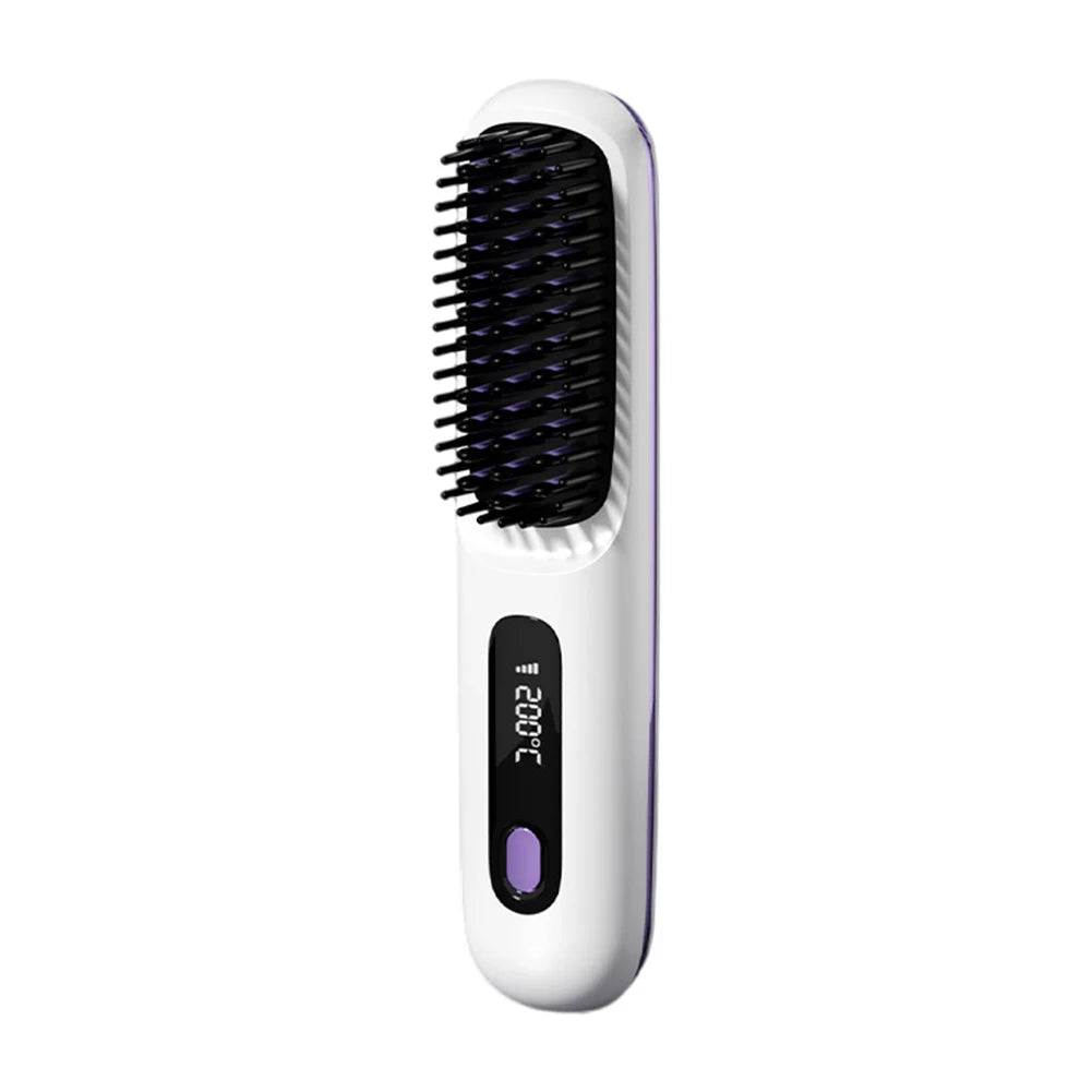 Cordless Hair Straightening Brush Straightener Rechargeable Hot Brush