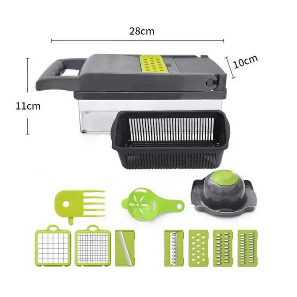 14-in-1 Multifunctional Vegetable Chopper & Slicer | Manual Food Dicer with Grater Kitchen Tool