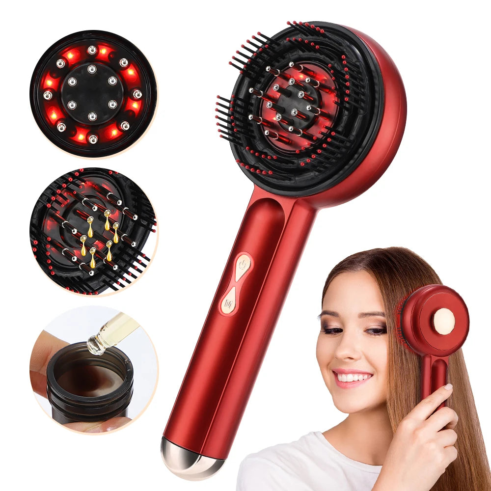 Electric Scalp Massage Comb with Red Light Therapy | Hair Growth Anti Hair Loss Massager & Oil Applicator