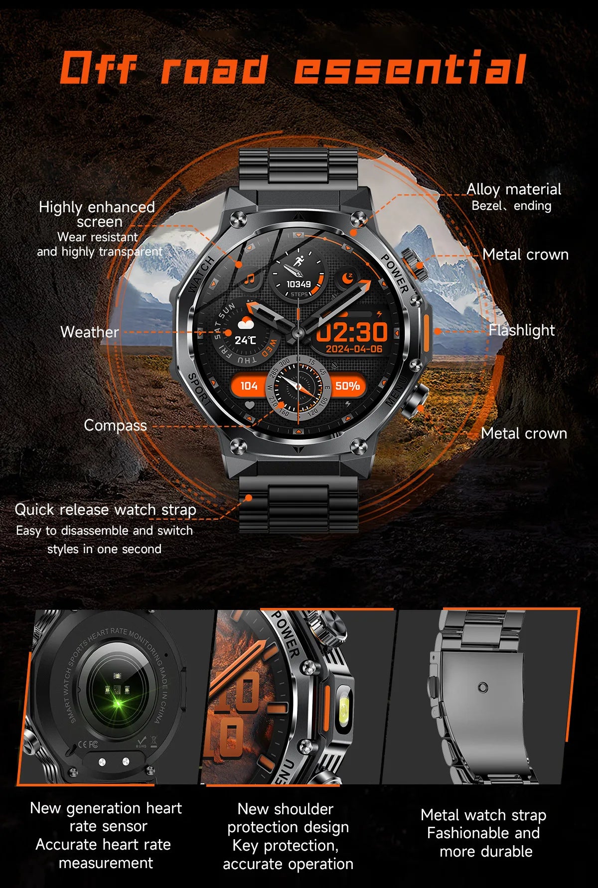 AK82 smart watch bluetooth call bluetooth call sports high definition waterproof heart rate flashlight multi-function