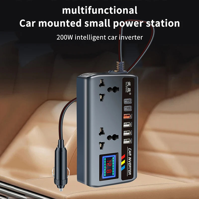 Car Power Inverter 12V to 220V Fast Charging USB Adapter | Multi Socket Car Converter