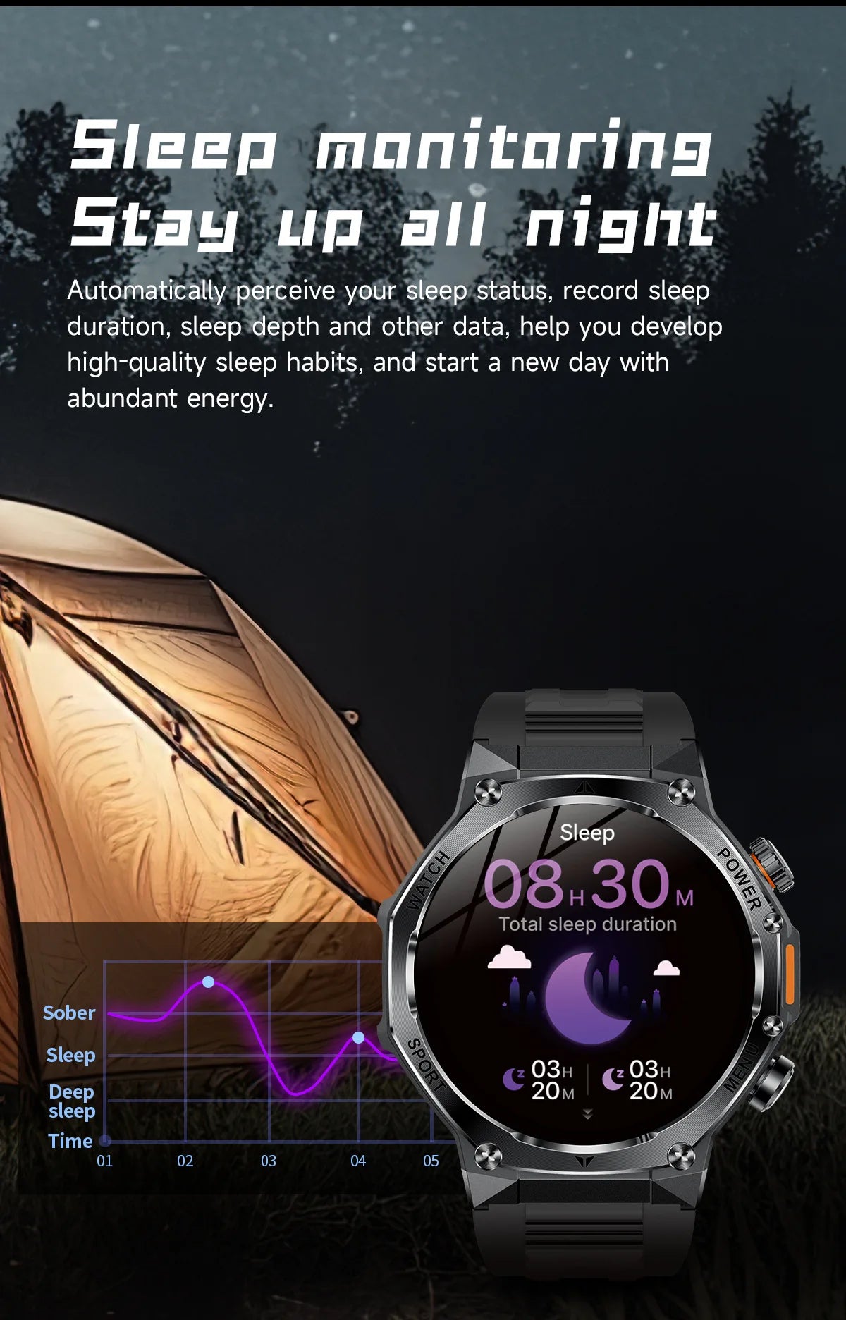AK82 smart watch bluetooth call bluetooth call sports high definition waterproof heart rate flashlight multi-function