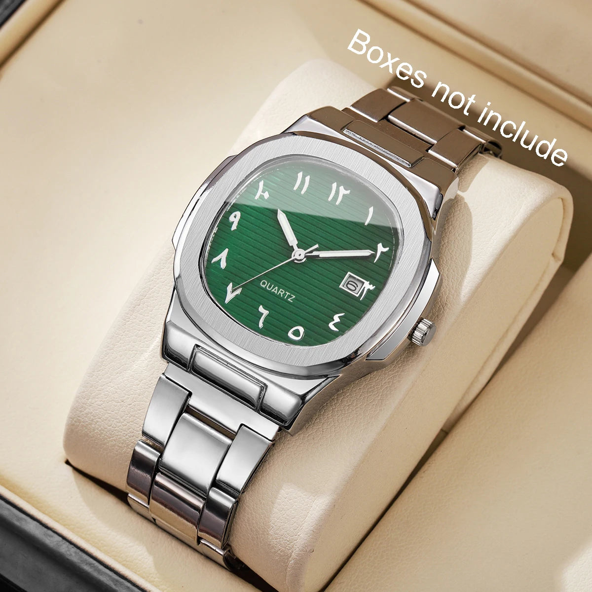 Luxury Men's Square Dial Quartz Watch | Stainless Steel Business Wristwatch with Calendar for Men