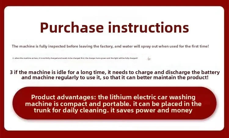 High Pressure Water Gun Wireless Car Washing Machine Lithium Battery Portable Charging Household Water Pump 220V 800W