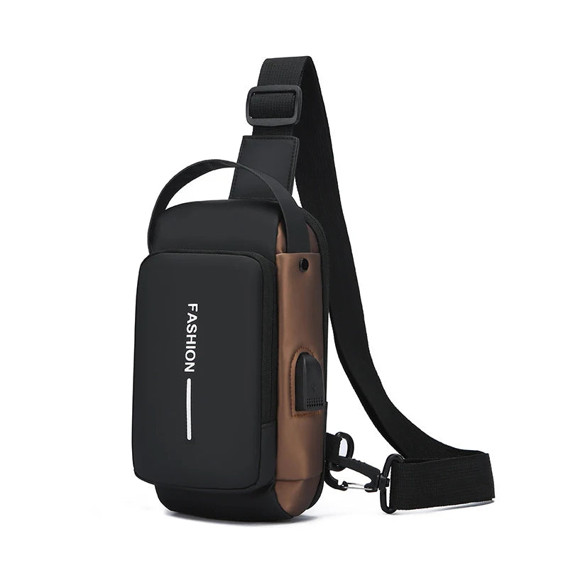 Men Crossbody Bag PU Leather Classic Anti-Theft Shoulder Bag Chest Bag Multifunctional For Men
