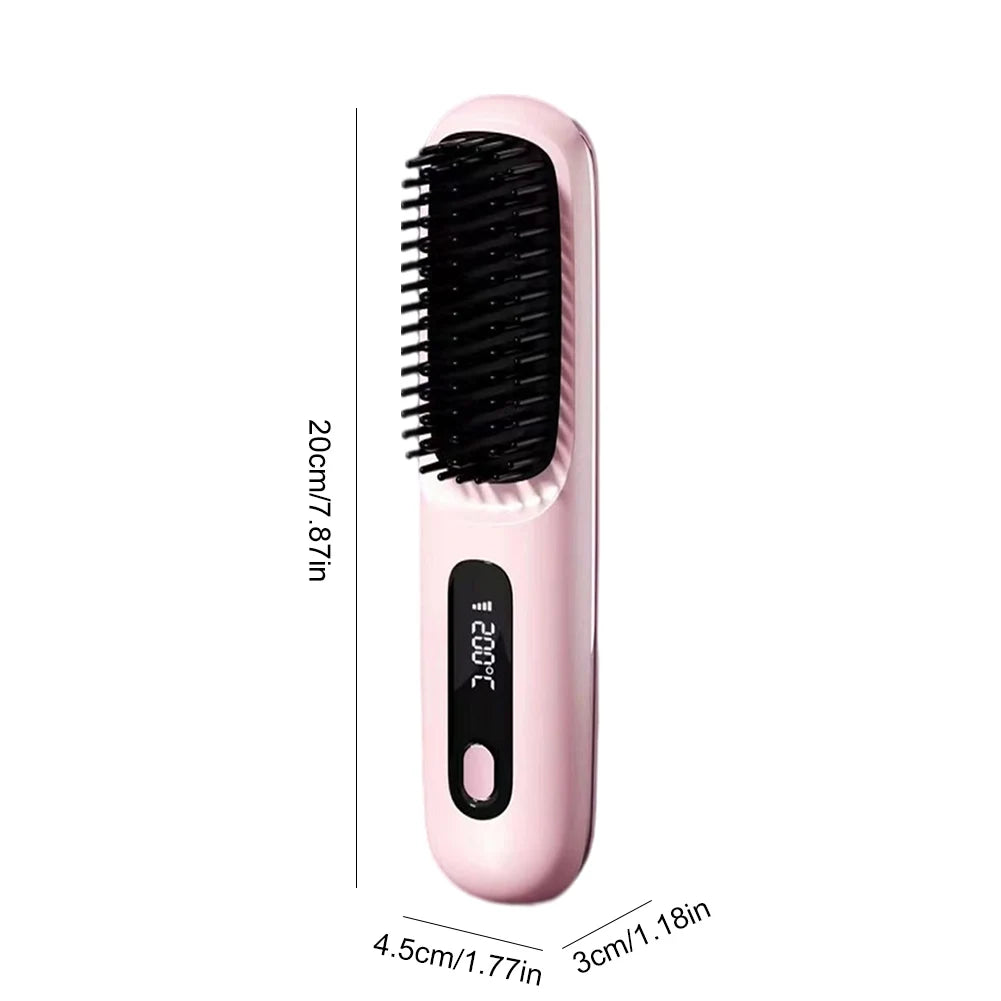 Cordless Hair Straightening Brush Straightener Rechargeable Hot Brush