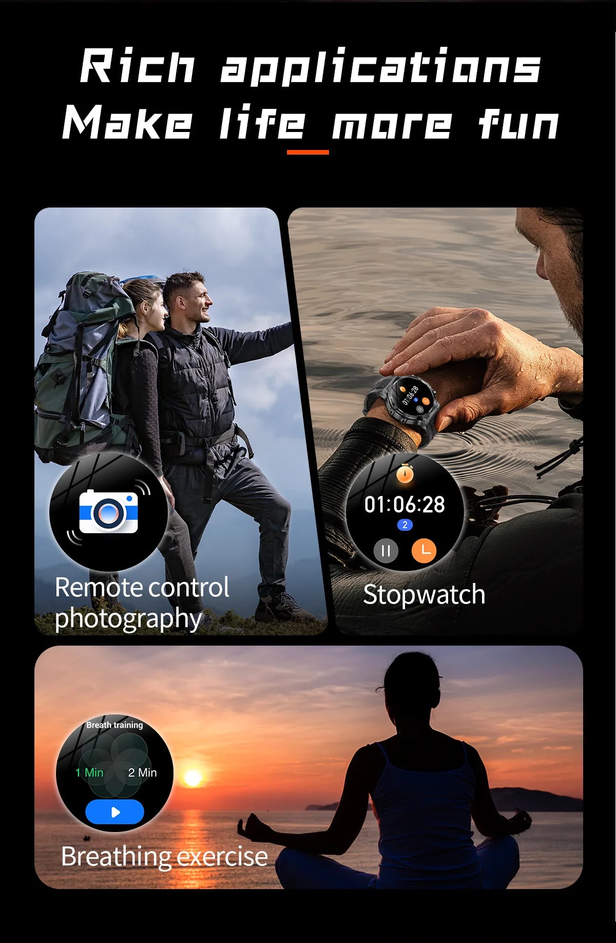 AK82 smart watch bluetooth call bluetooth call sports high definition waterproof heart rate flashlight multi-function