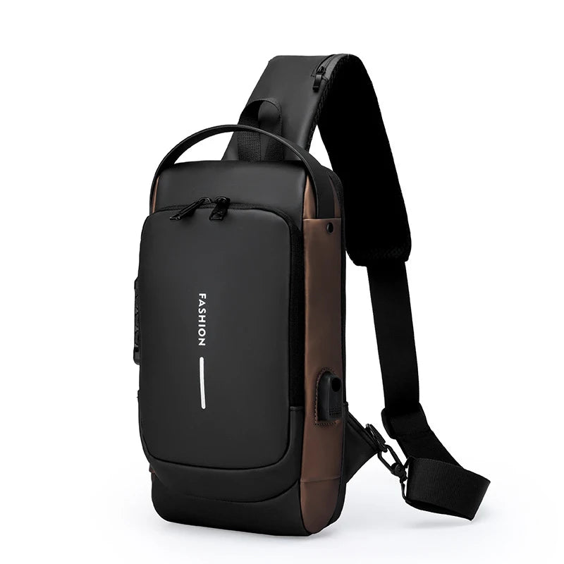 Men Crossbody Bag PU Leather Classic Anti-Theft Shoulder Bag Chest Bag Multifunctional For Men