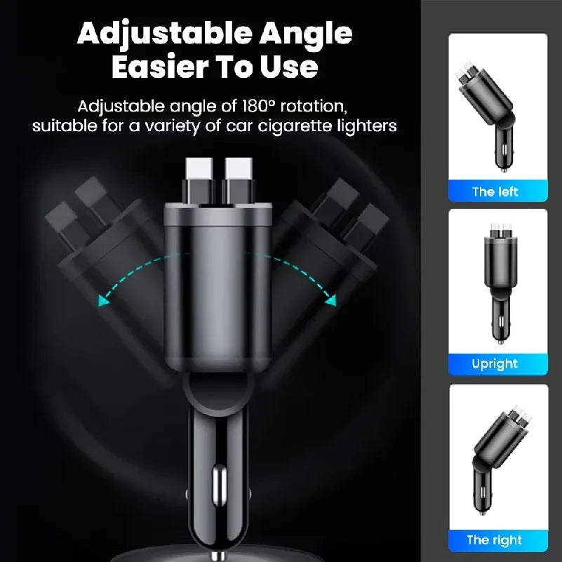 Fast Charging Car Charger Adapter 120W | Dual Type-C & USB Car Charger