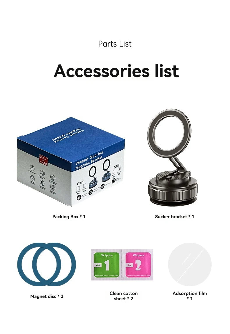 Car Mount Electric Vacuum Magnetic Holder Foldable Strong Suction Stand For Cell Phone For iphone 12 13 14 15 16 Live Streaming