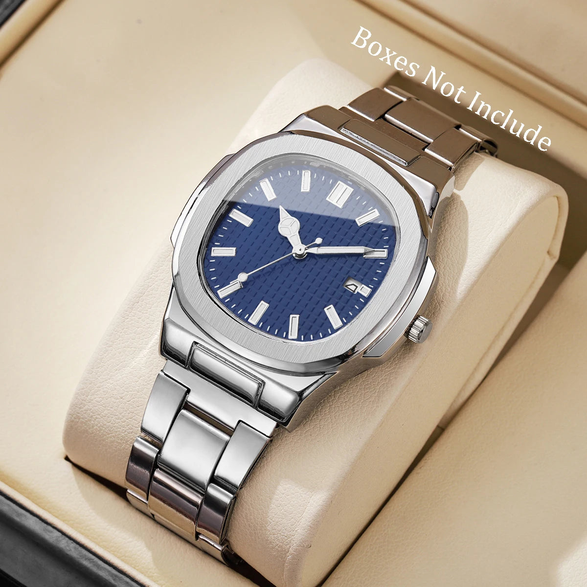 Luxury Men's Square Dial Quartz Watch | Stainless Steel Business Wristwatch with Calendar for Men