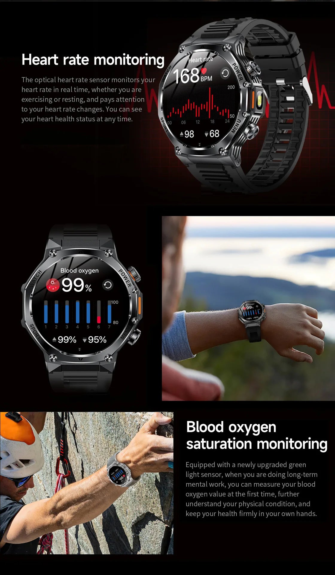 AK82 smart watch bluetooth call bluetooth call sports high definition waterproof heart rate flashlight multi-function