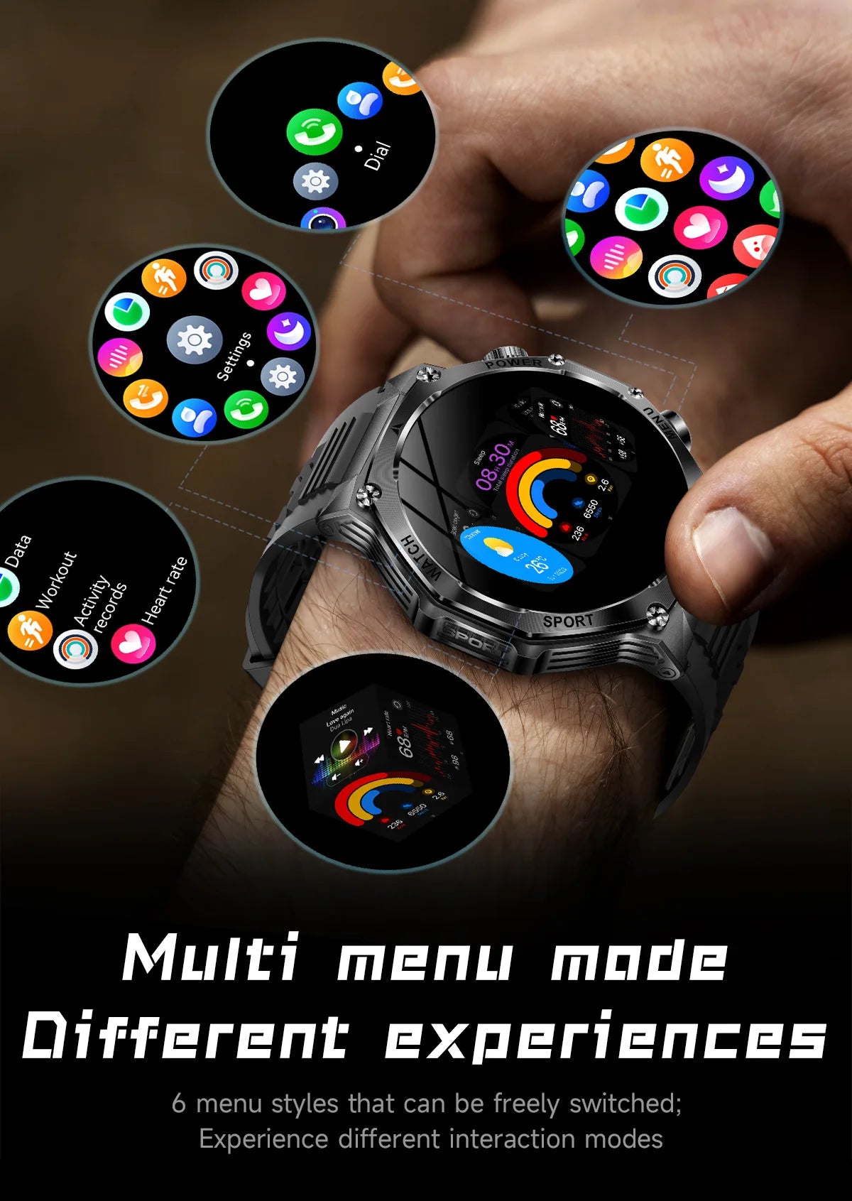 AK82 smart watch bluetooth call bluetooth call sports high definition waterproof heart rate flashlight multi-function