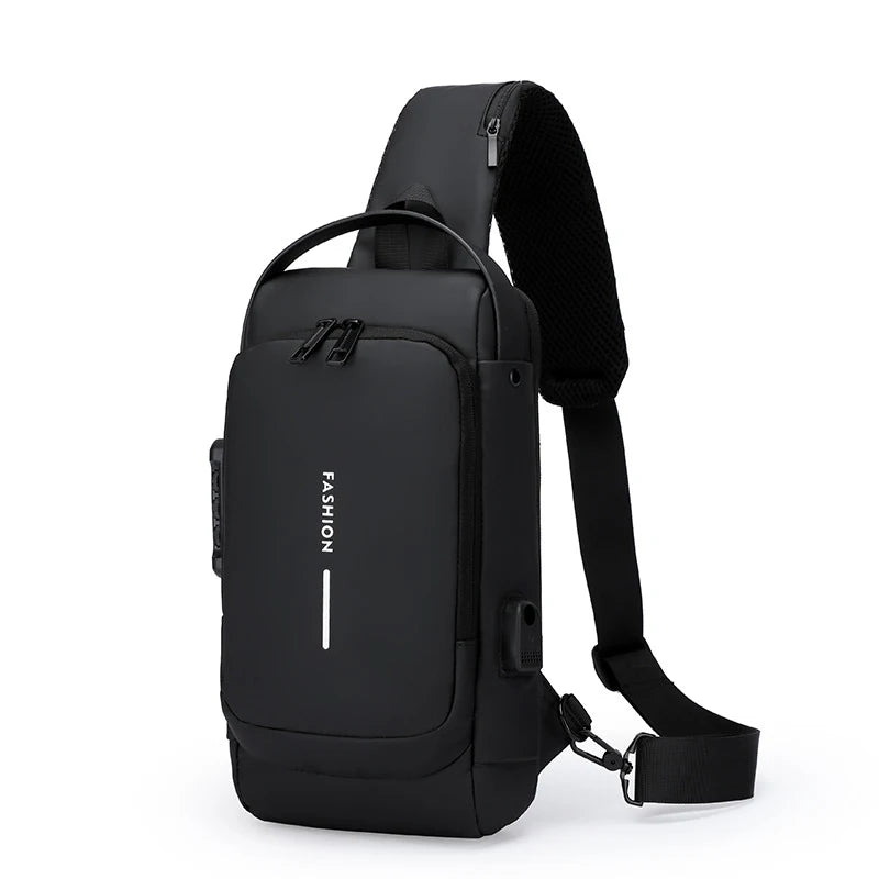 Men Crossbody Bag PU Leather Classic Anti-Theft Shoulder Bag Chest Bag Multifunctional For Men
