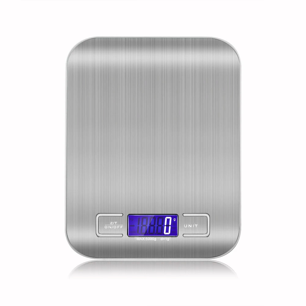 5kg Digital Kitchen Scale with LCD Backlit Display | Stainless Steel Food & Coffee Weighing Scale