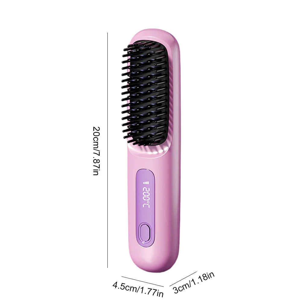 Cordless Hair Straightening Brush Straightener Rechargeable Hot Brush