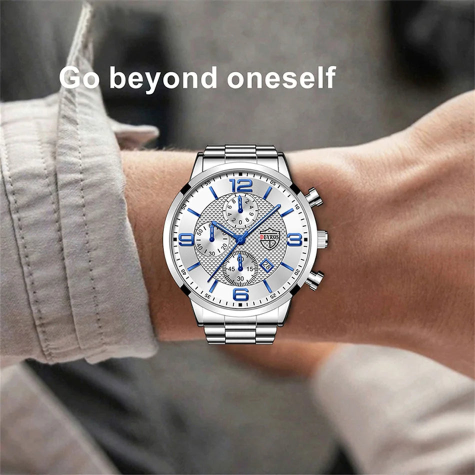 reloj hombre Luxury Business Men Watchs Stainless Steel Quartz Wrist Watch Male Leather Calendar Luminous male relogio masculino