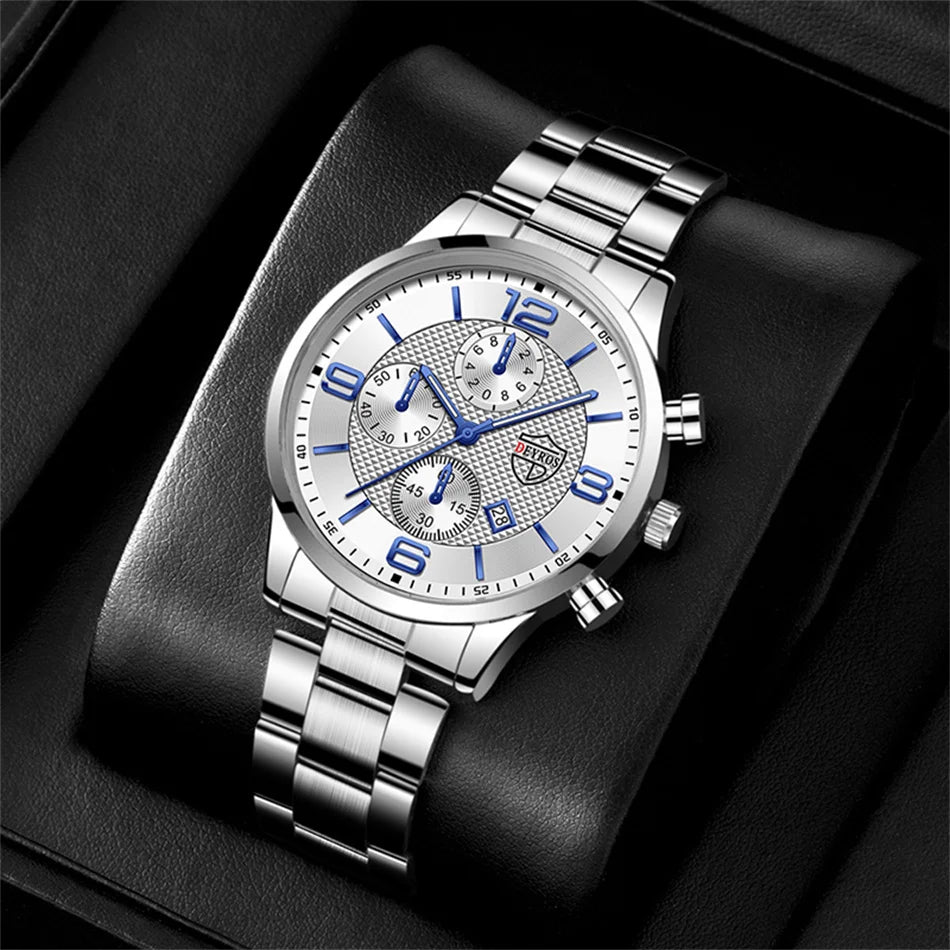 reloj hombre Luxury Business Men Watchs Stainless Steel Quartz Wrist Watch Male Leather Calendar Luminous male relogio masculino