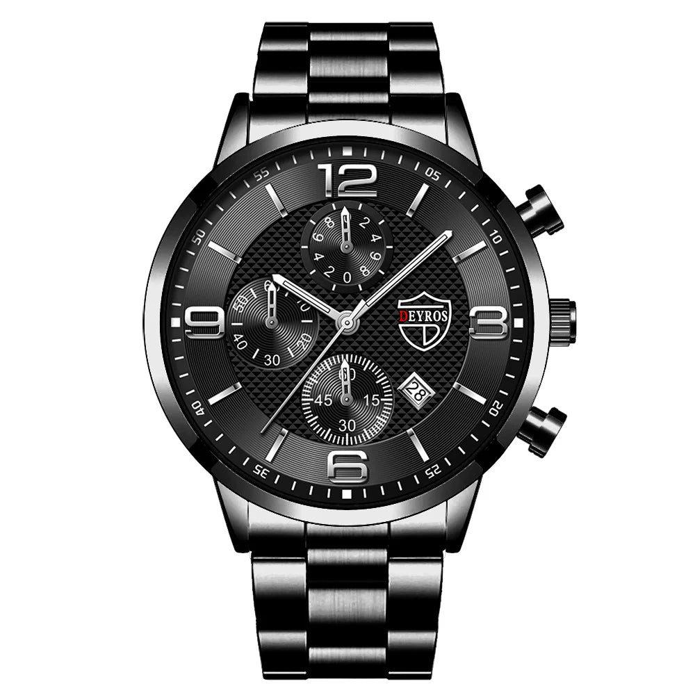 reloj hombre Luxury Business Men Watchs Stainless Steel Quartz Wrist Watch Male Leather Calendar Luminous male relogio masculino