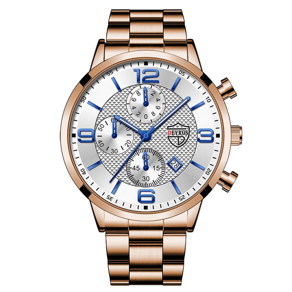 reloj hombre Luxury Business Men Watchs Stainless Steel Quartz Wrist Watch Male Leather Calendar Luminous male relogio masculino
